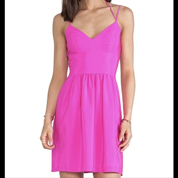 Amanda Uprichard Hot Barbie Pink Whenever Silk Dress, S, EUC - Picture 1 of 8